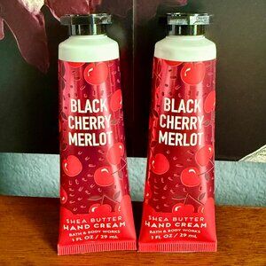 2 for $30 SALE - NEW 2-Pc BBW BLACK CHERRY MERLOT Shea Butter Hand Cream 1oz Ea